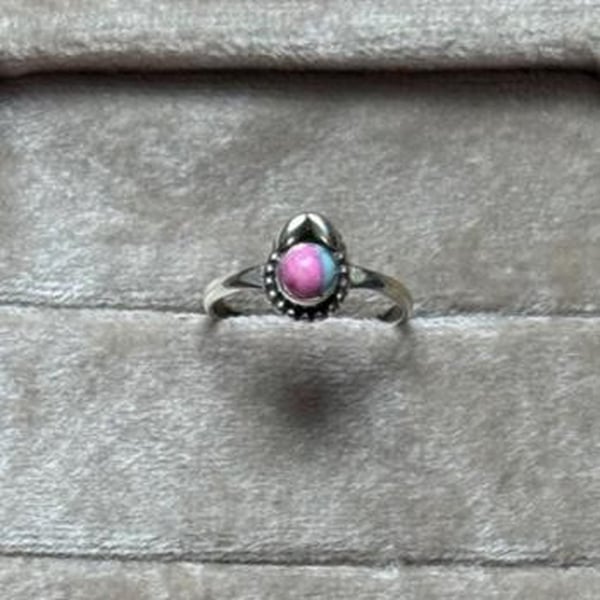 Kingman Cotton Candy Turquoise Sterling Silver Artisan Ring