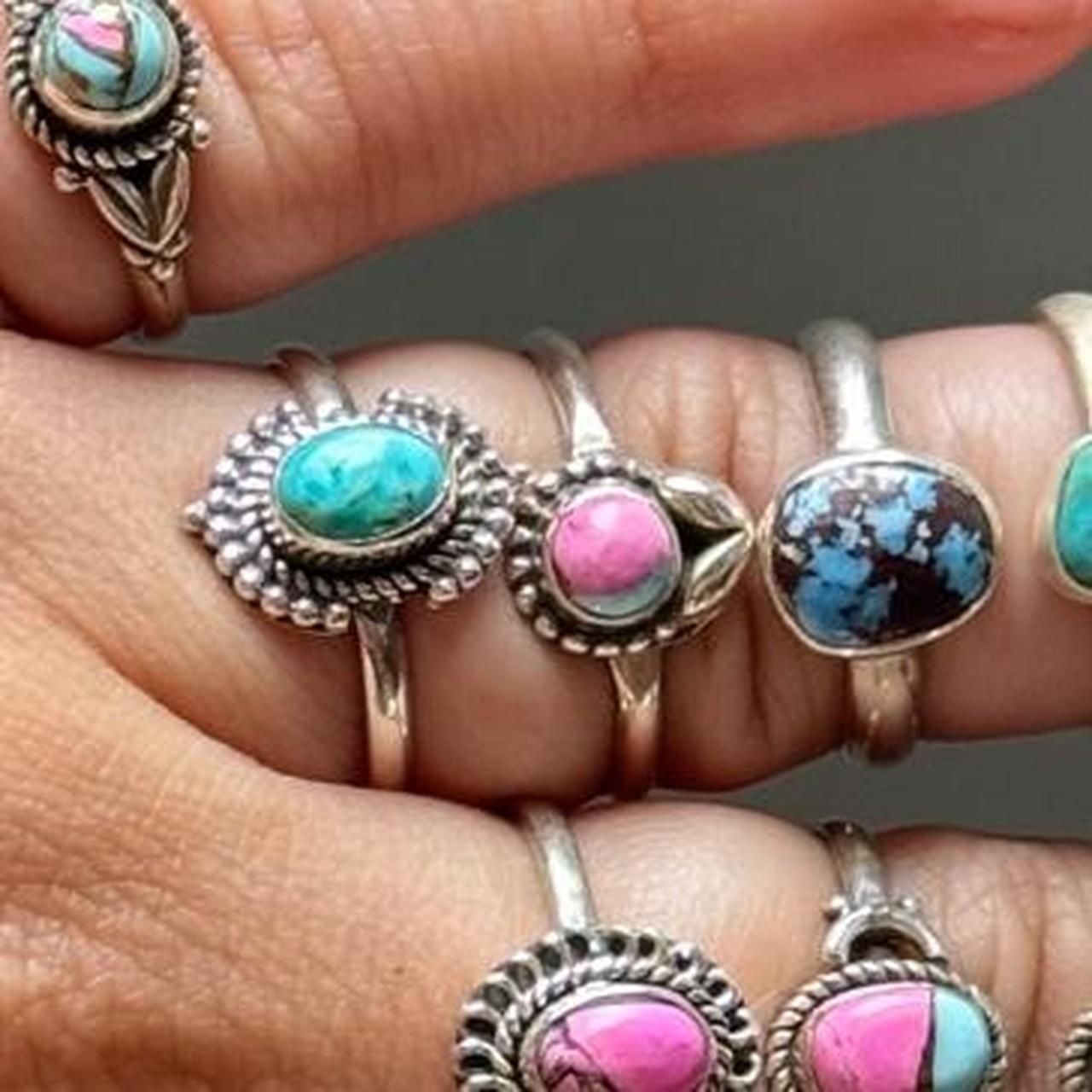 Kingman Cotton Candy Turquoise Sterling Silver Artisan Ring 3