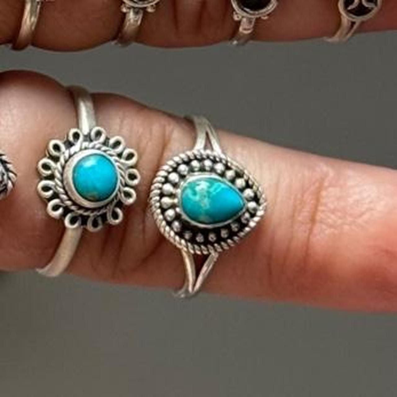 Southwestern Kingman Turquoise Ring 925 Sterling Silver Artisan Handmade 3