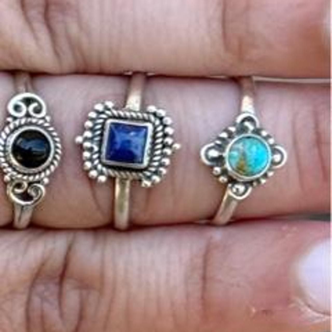 Southwestern Kingman Turquoise Ring .925 Sterling Silver Artisan Handmade 3