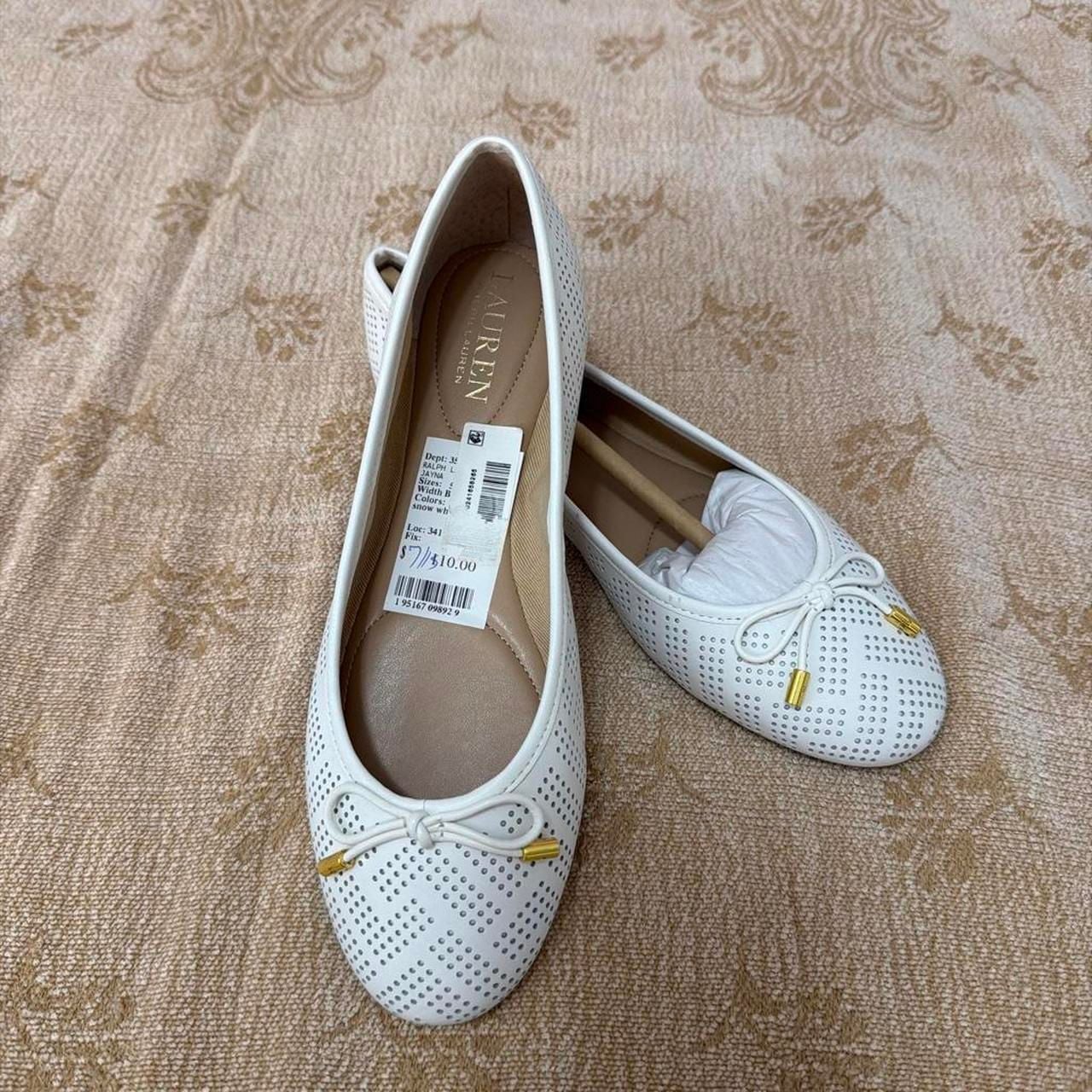 Lauren Ralph Lauren Jayna Perforated Ballet Flats Snow White 6 2