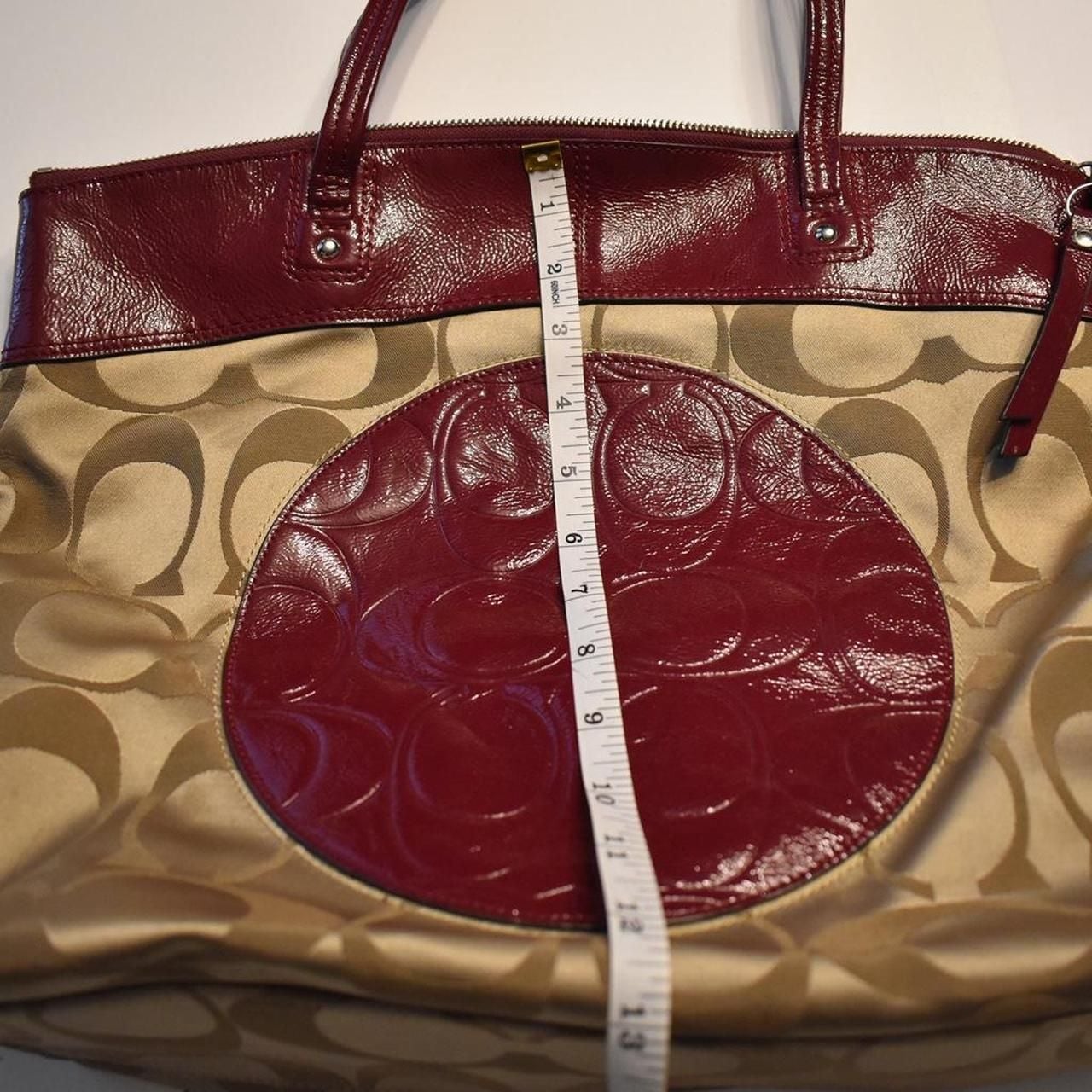 Coach Signature Stripe Patent Tote Bag F18335 Khaki Berry 3