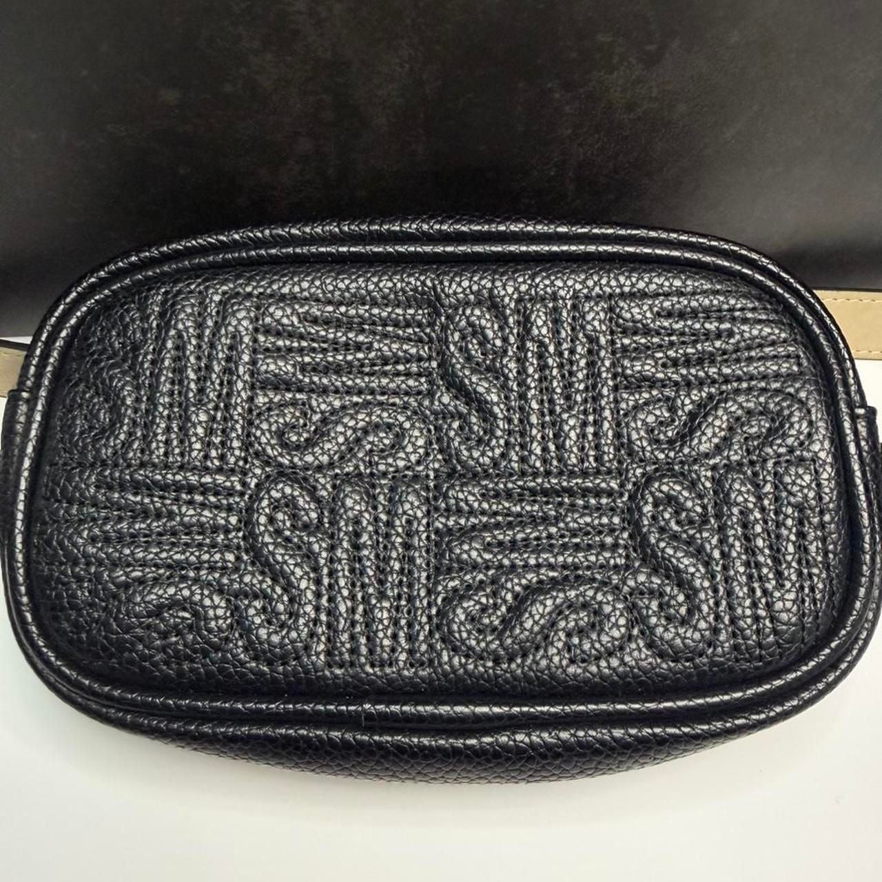 Steve Madden Black Pebble Faux Leather Embossed Logo Belt Bag 3