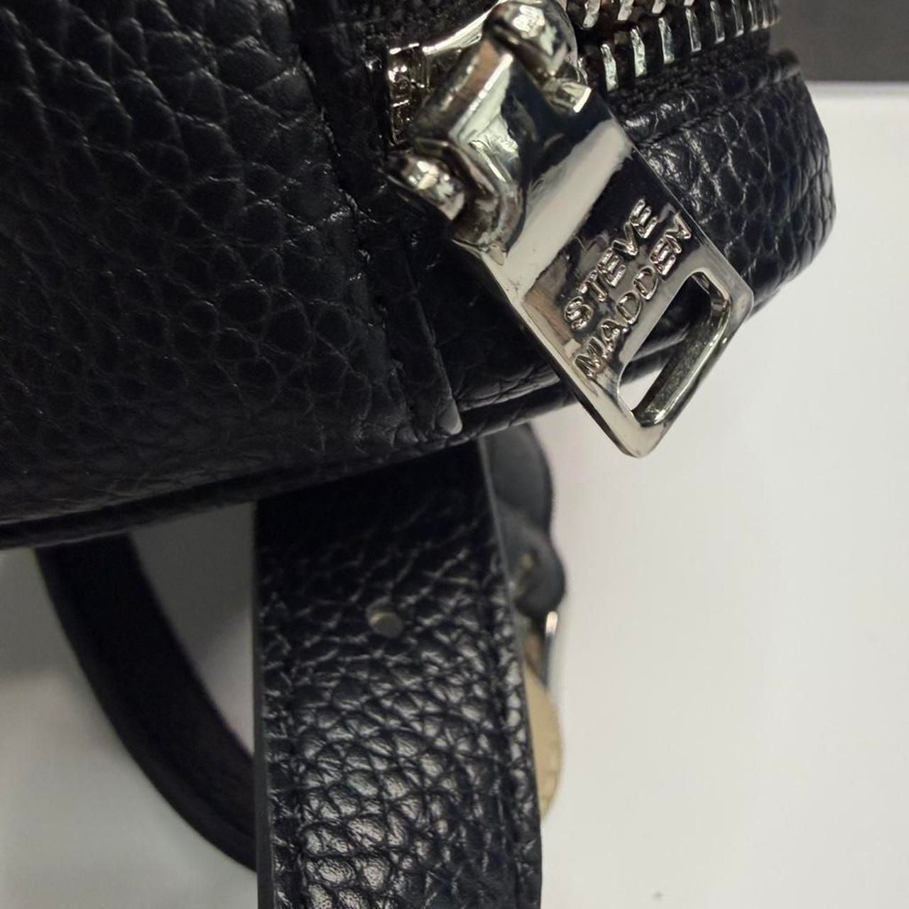 Steve Madden Black Pebble Faux Leather Embossed Logo Belt Bag 6