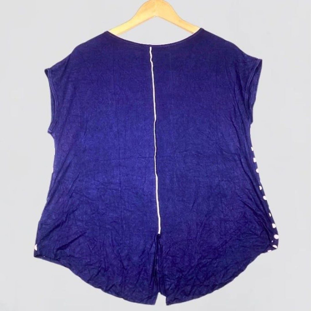 Edista Los Angeles Women Top Polka Dot V Neck Cap Sleeve Medium 4