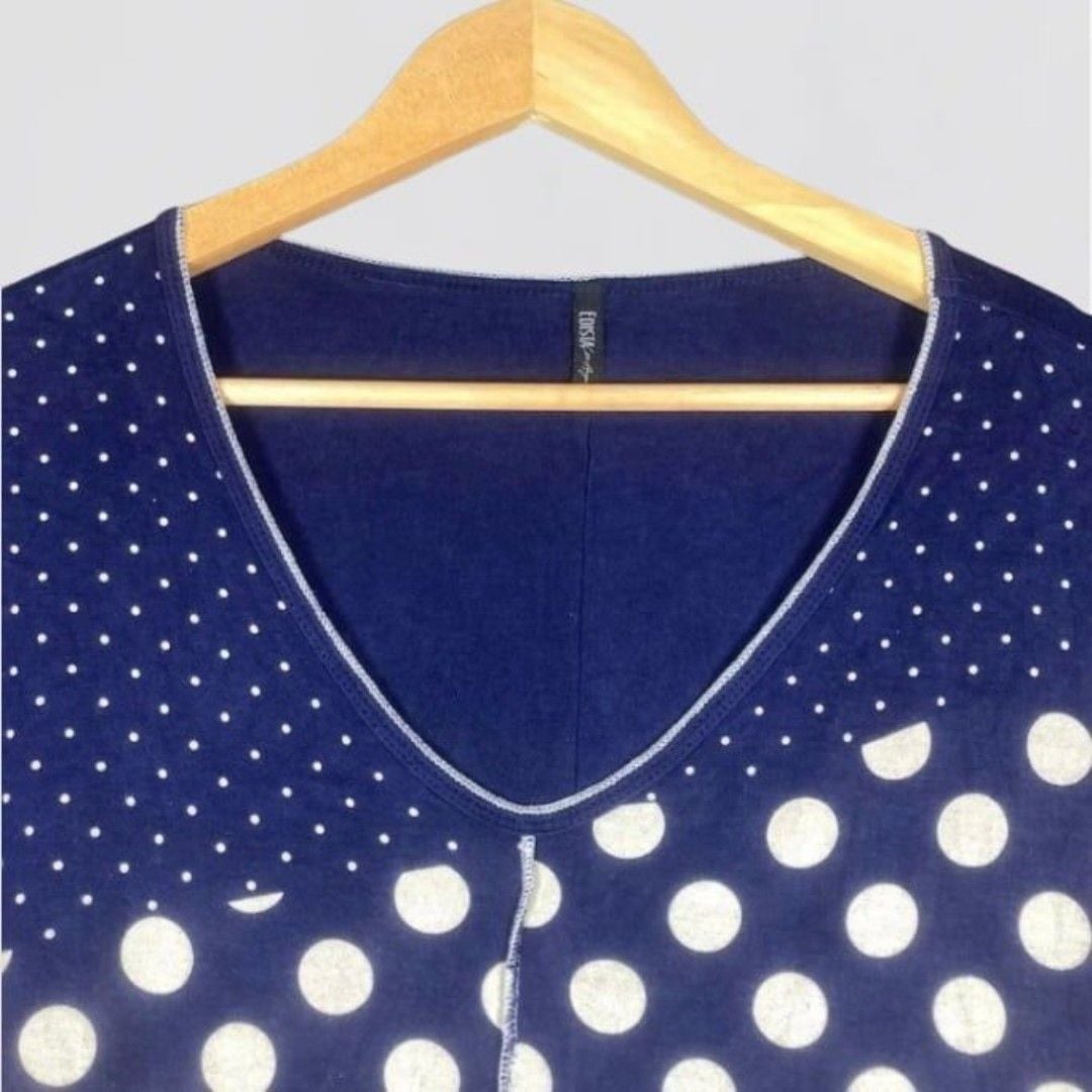 Edista Los Angeles Women Top Polka Dot V Neck Cap Sleeve Medium 7