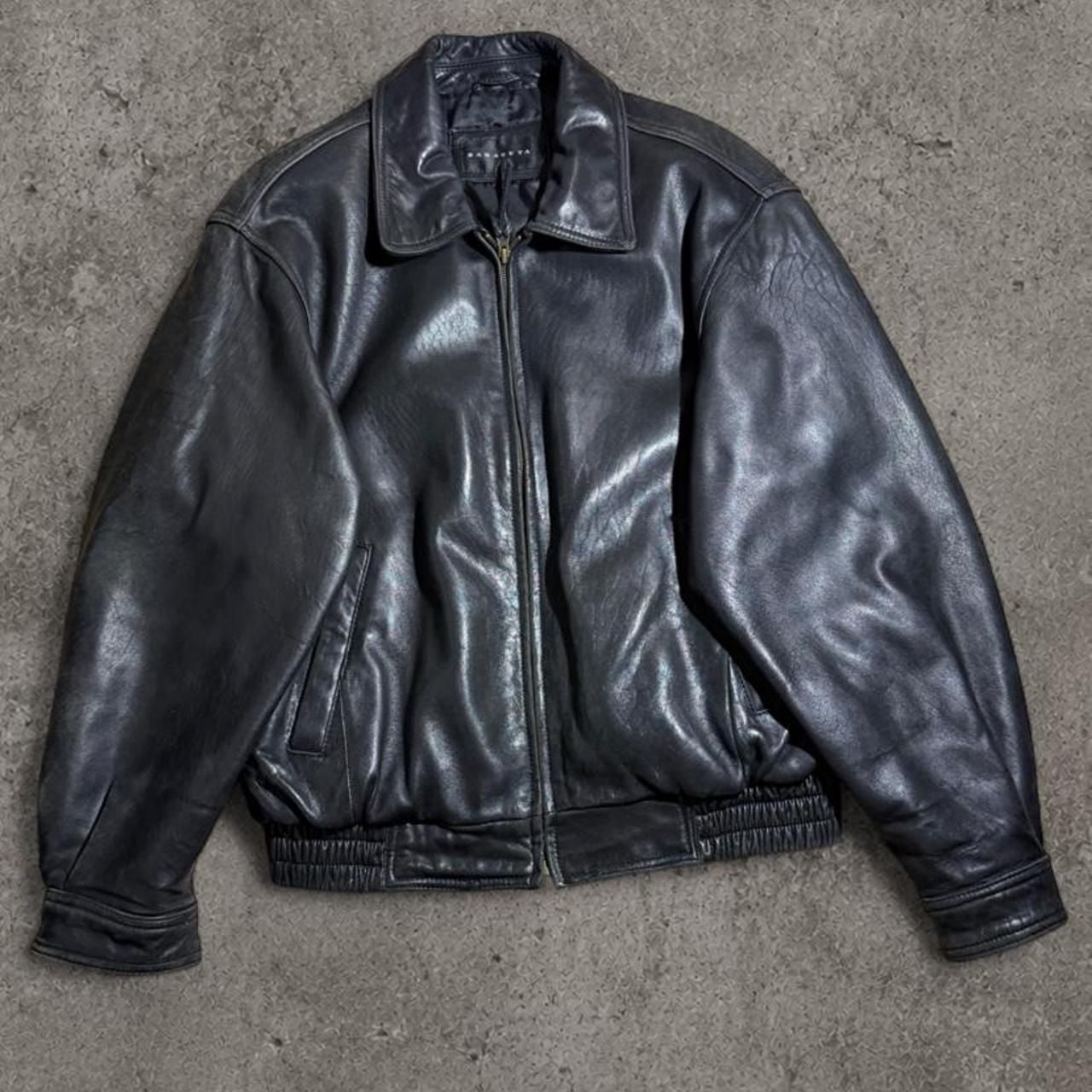 Baracuta Vintage 80s 90s Black Leather Bomber Jacket M 2