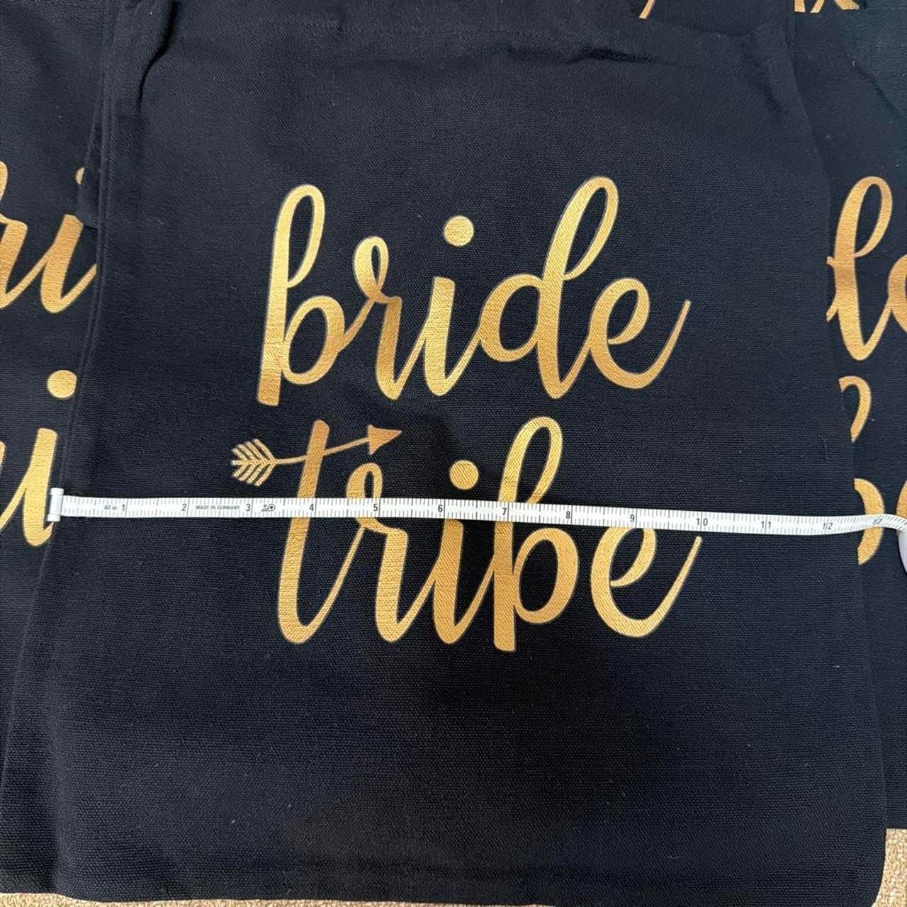 Set of 6 Bride Tribe Black Canvas Tote Bags Gold Lettering 2