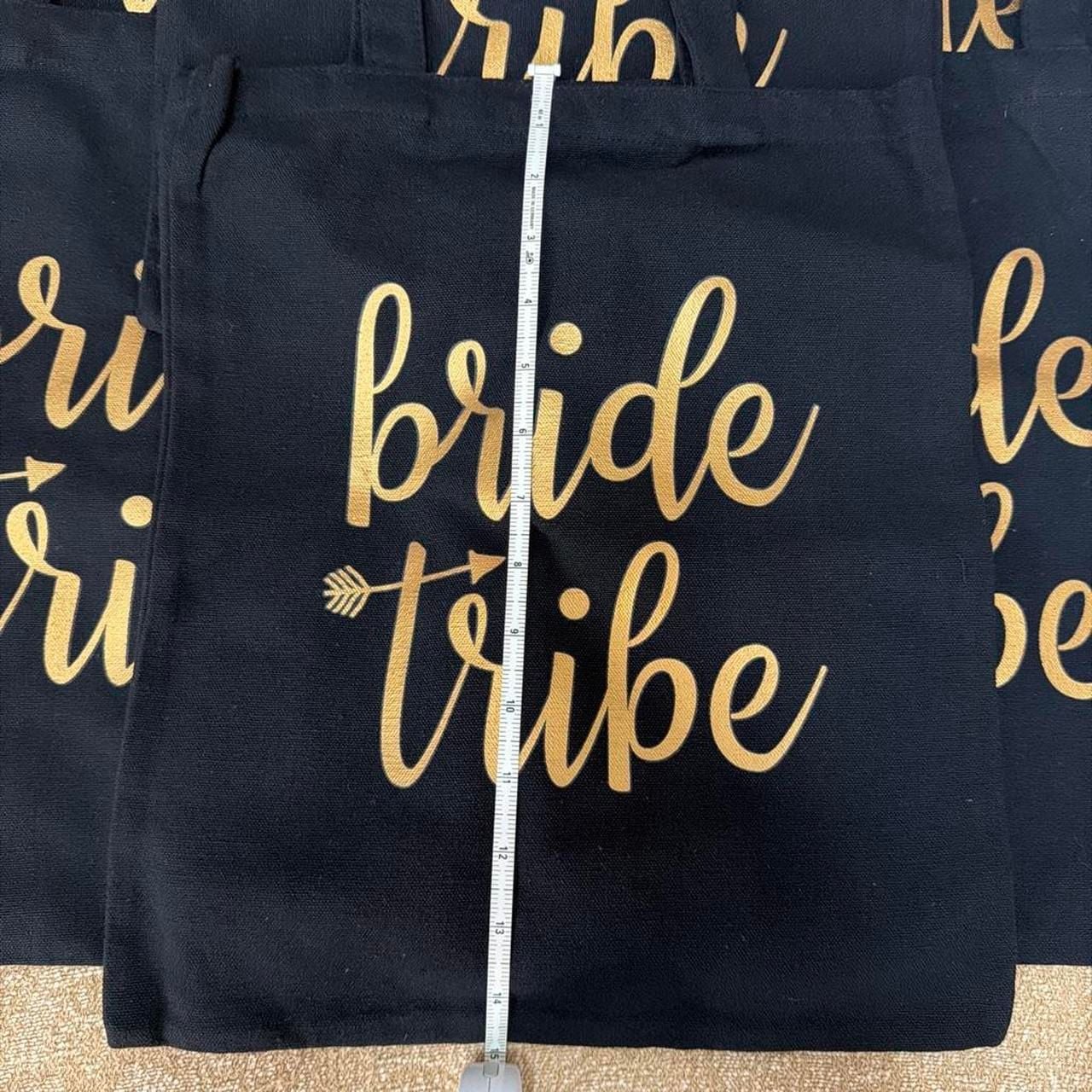 Set of 6 Bride Tribe Black Canvas Tote Bags Gold Lettering 3