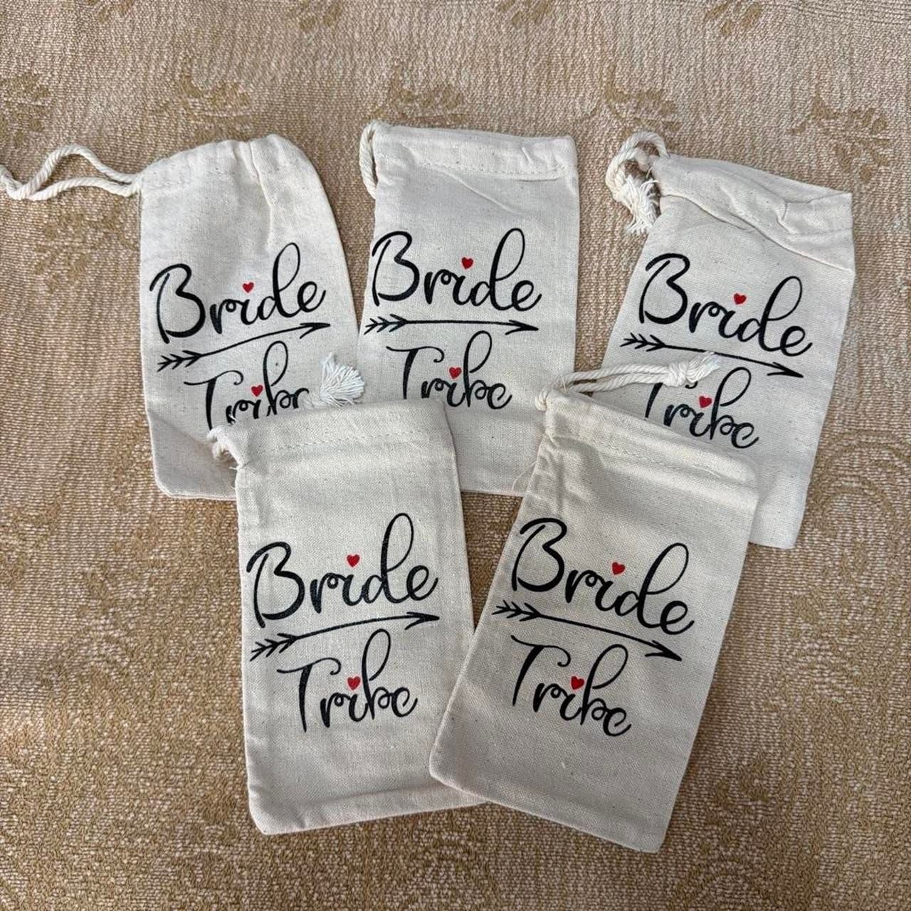 Bride Tribe Cotton Drawstring Favor Bags Set of 5 1