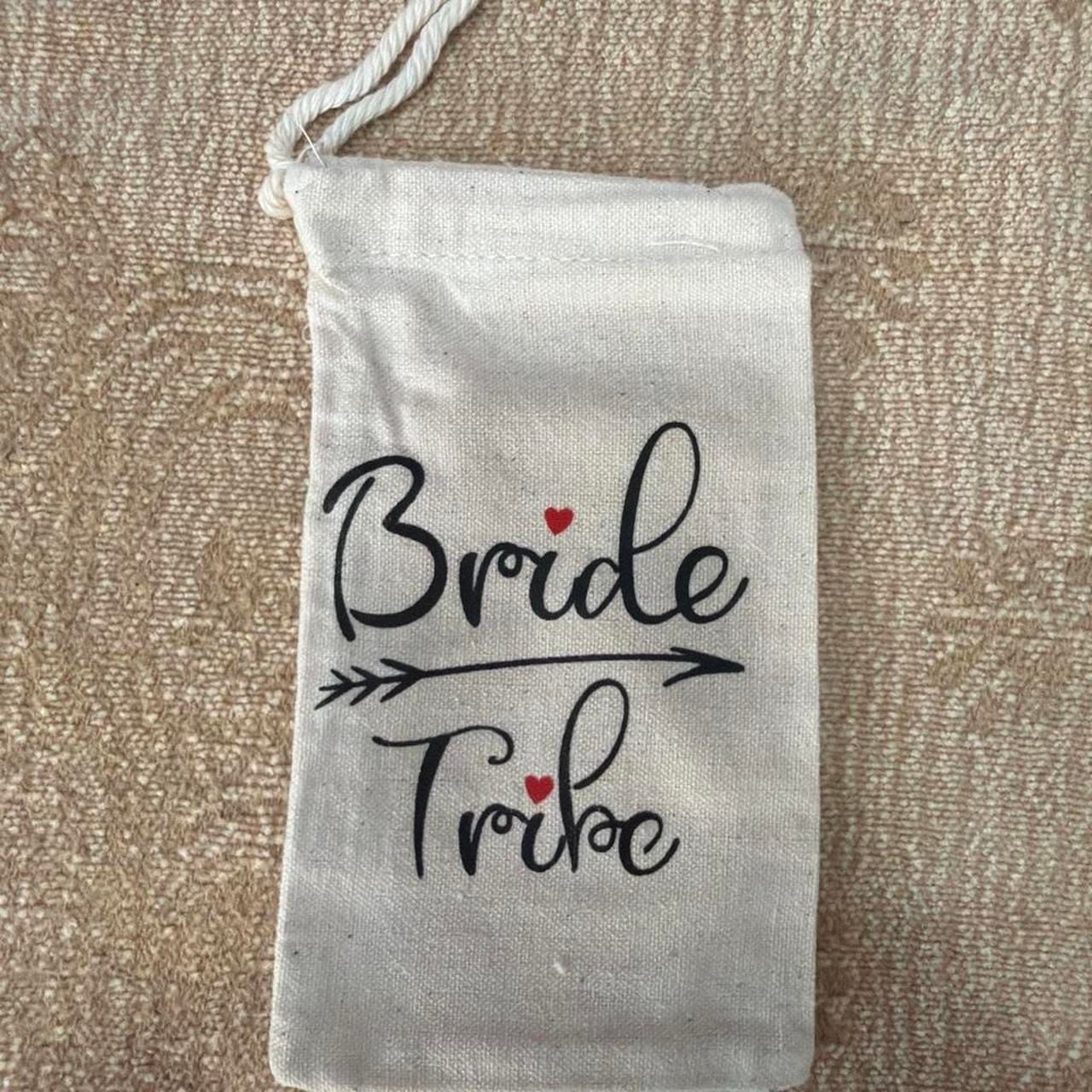 Bride Tribe Cotton Drawstring Favor Bags Set of 5 2
