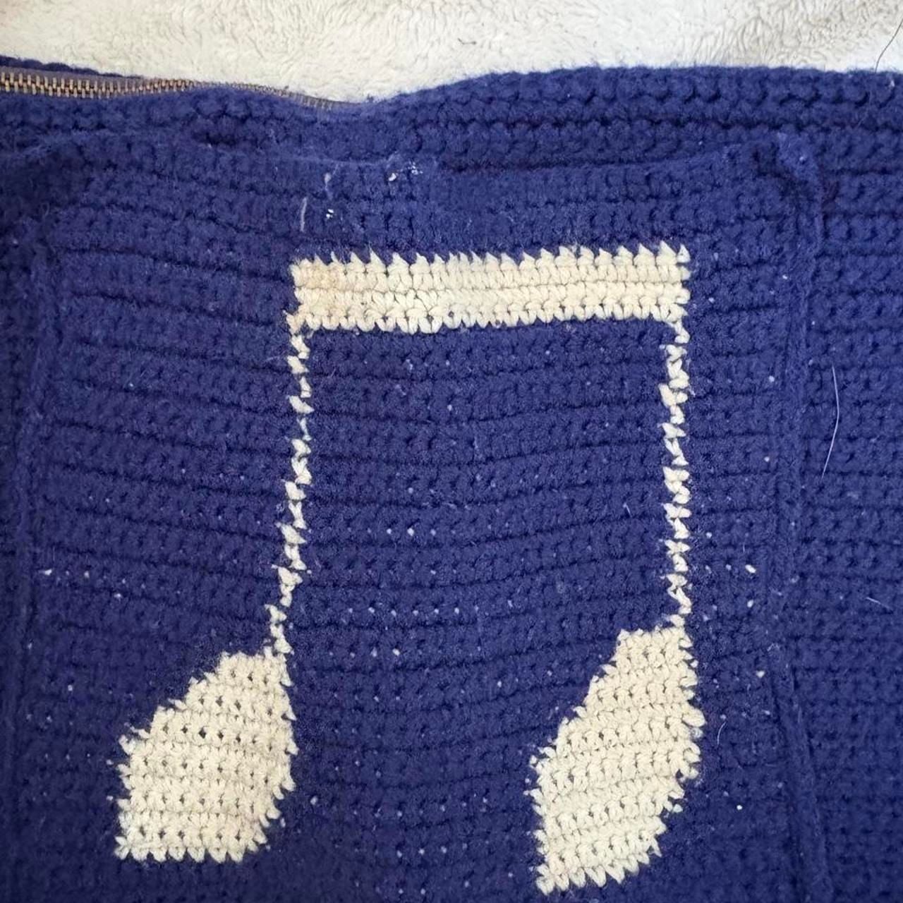 Handmade Crochet Music Note Shoulder Bag Purse Navy Blue Red 3