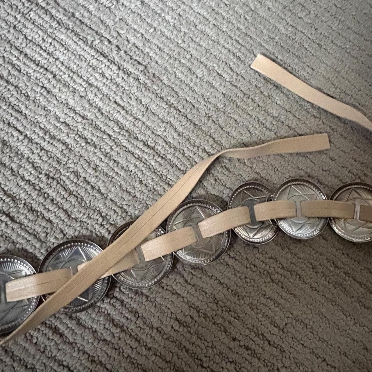 Western Silver Star Coin Belt with Tan Leather Strap 2