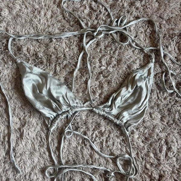 SKIMS Silver Satin Jacquard Triangle Bralette