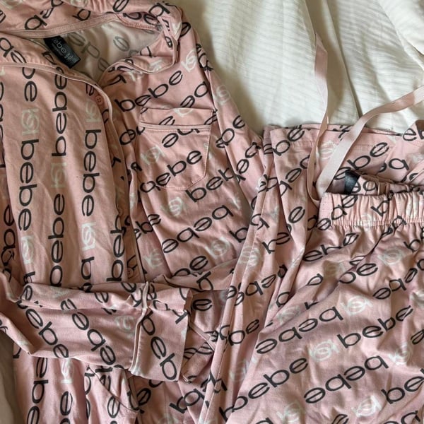 bebe Pink Logo Print Pajama Set