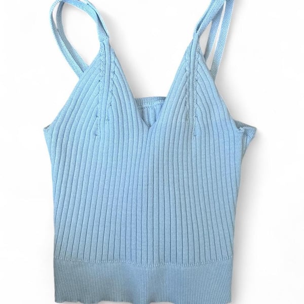 Brandy Melville Light Blue Ribbed Knit Tank Top