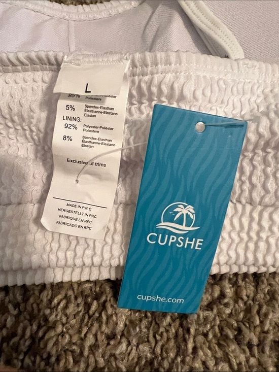 NWT- Cupshe White Ribbed High-Waist Bikini Set - Women Swim 6
