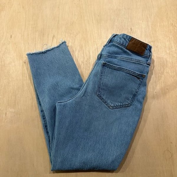 Madewell High-Rise Frayed Hem Light Blue Jeans