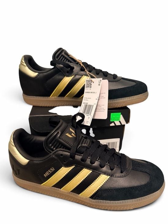 NEW Adidas Samba Lionel Messi Black and Gold 5.5Y, 7 Women FIBA SOCCER FOOTBALL 2
