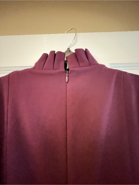 Calvin Klein Ruffled Neck A-Line Dress in Plum 7