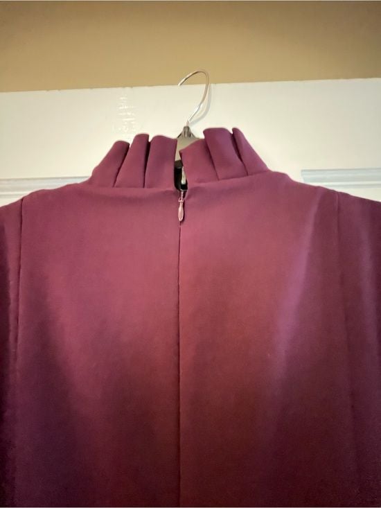 Calvin Klein Ruffled Neck A-Line Dress in Plum 8