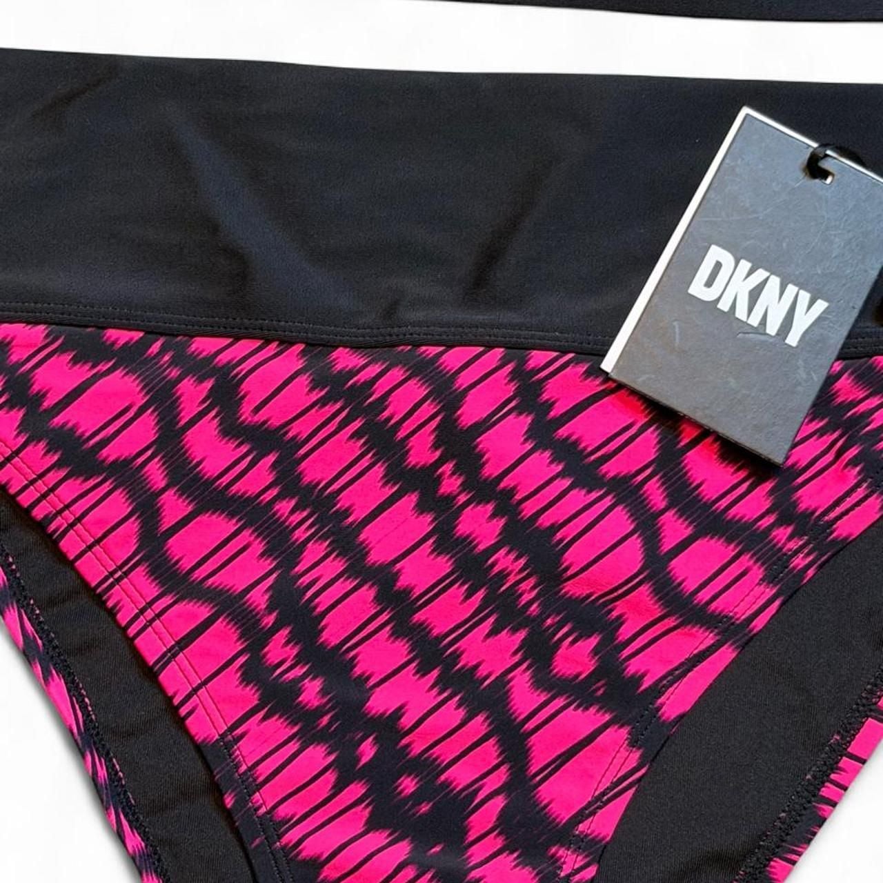 DKNY Black And Pink Zebra Print Bikini Set Size M 2