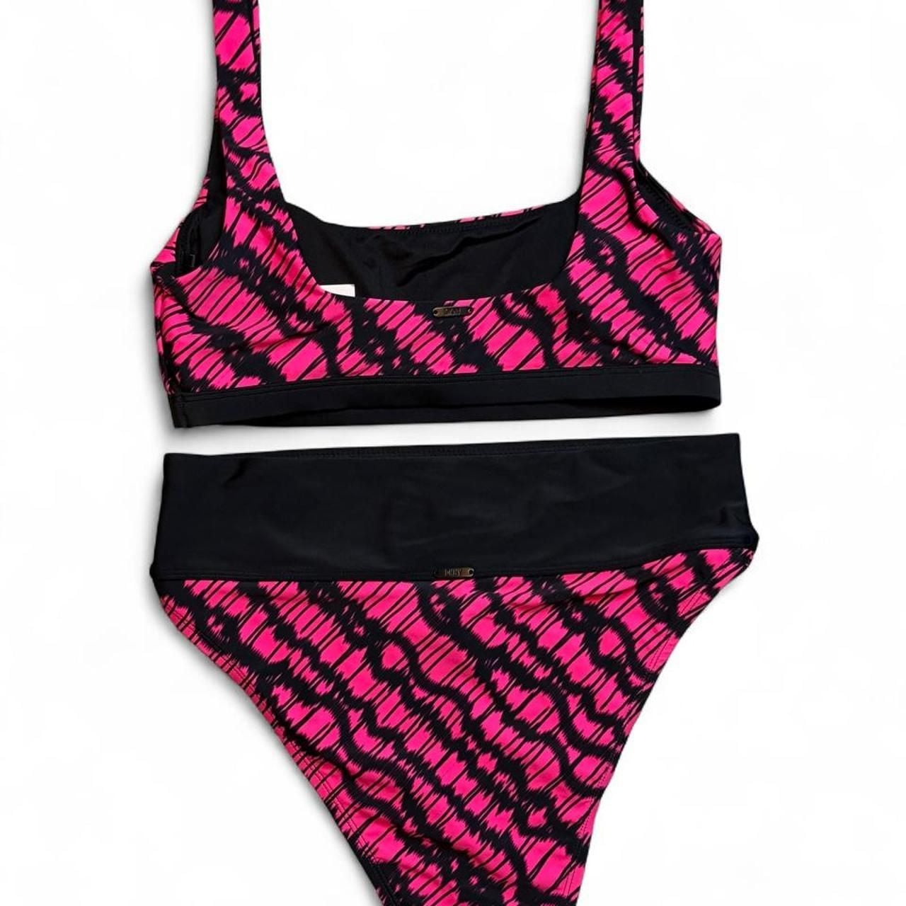 DKNY Black And Pink Zebra Print Bikini Set Size M 3