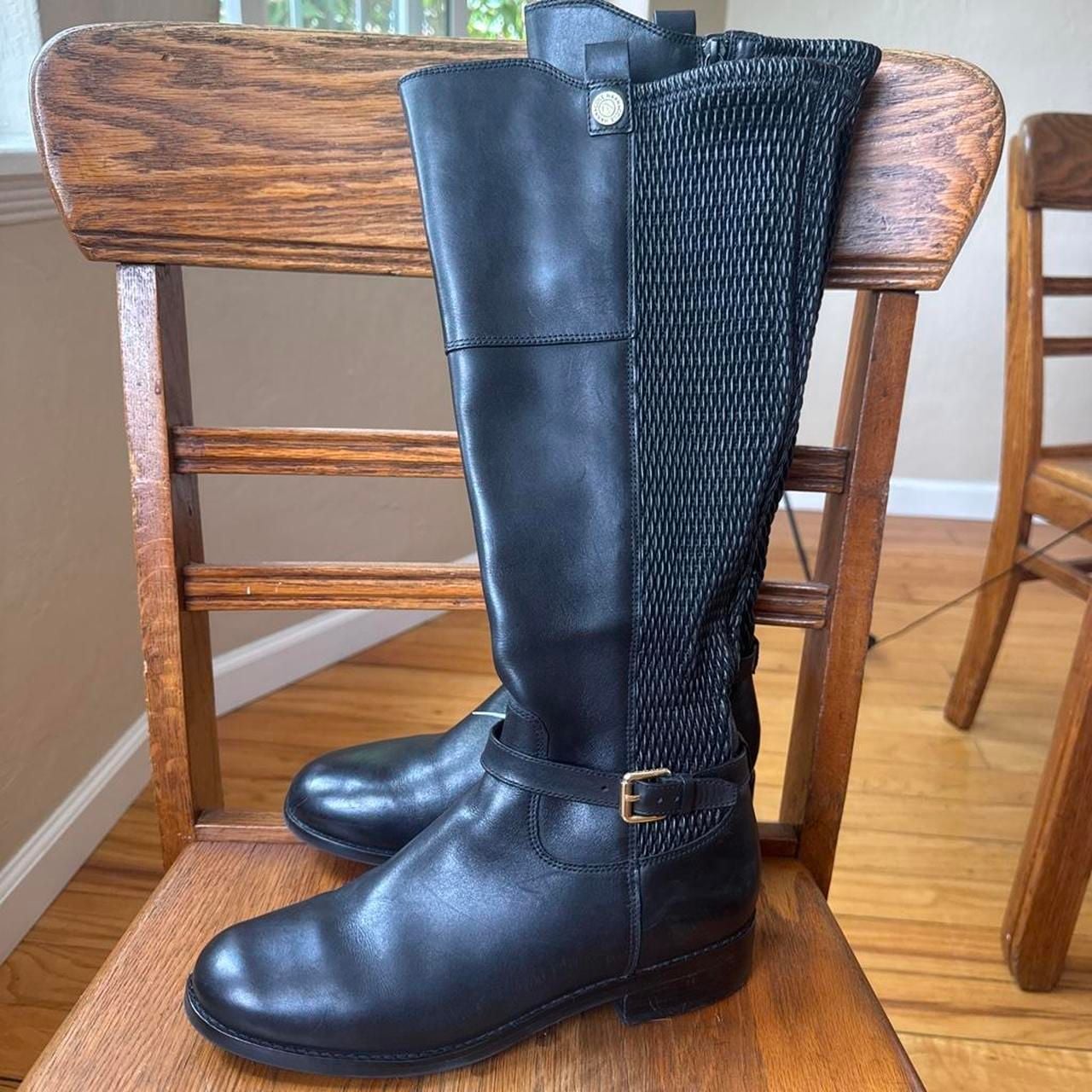 Cole Haan Black Leather Stretch Knee-High Riding Boots Size 8B Capsule Equestrian Quiet Luxury 4