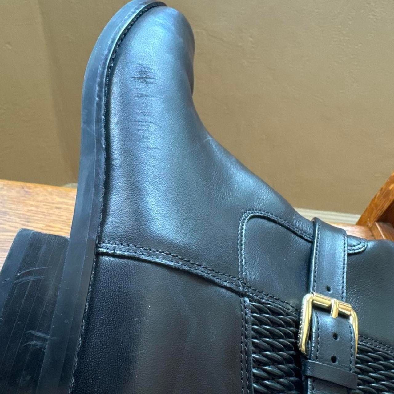Cole Haan Black Leather Stretch Knee-High Riding Boots Size 8B Capsule Equestrian Quiet Luxury 10