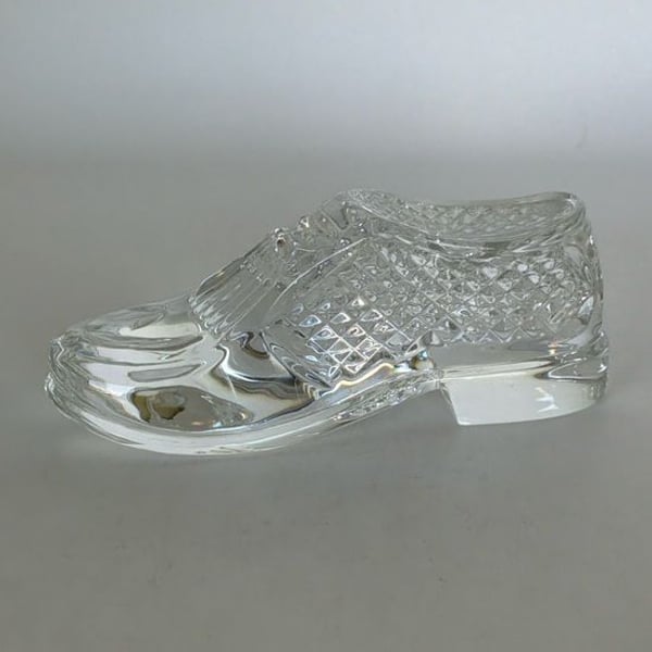 Waterford Crystal Golf Shoe Figurine Paperweight Clear Cut Crystal Collectible