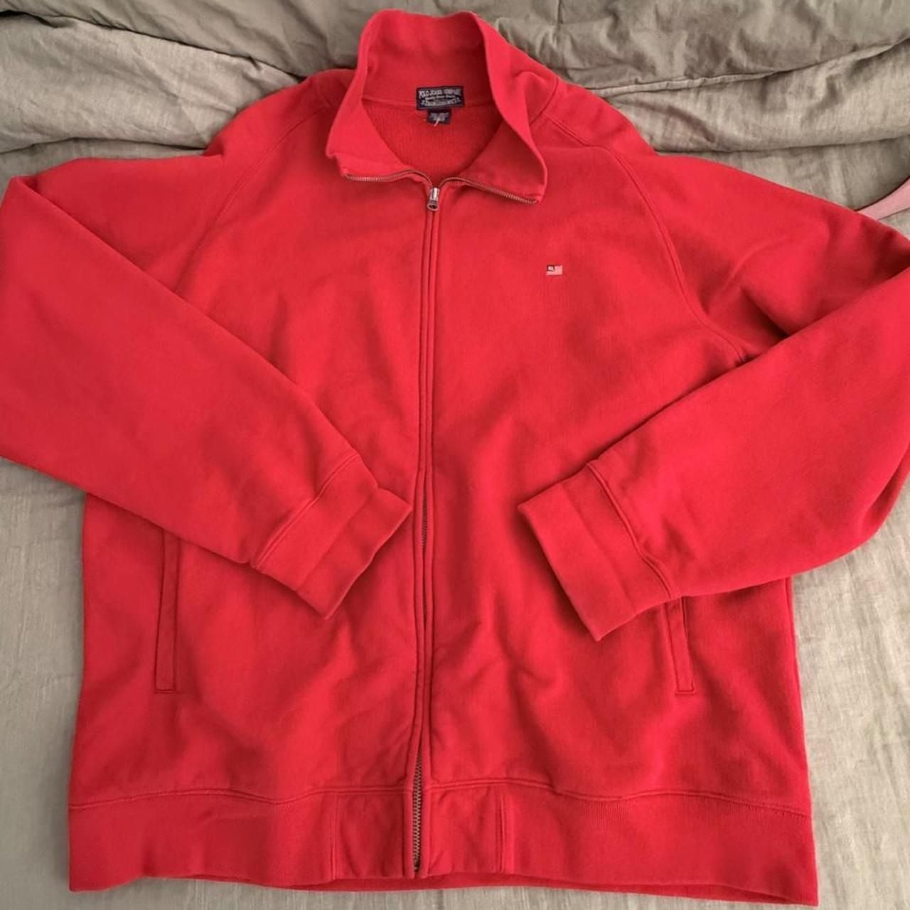 Polo Ralph Lauren Jeans Co Vintage Zip Up Flag Fleece Hoodie Red XXL 3