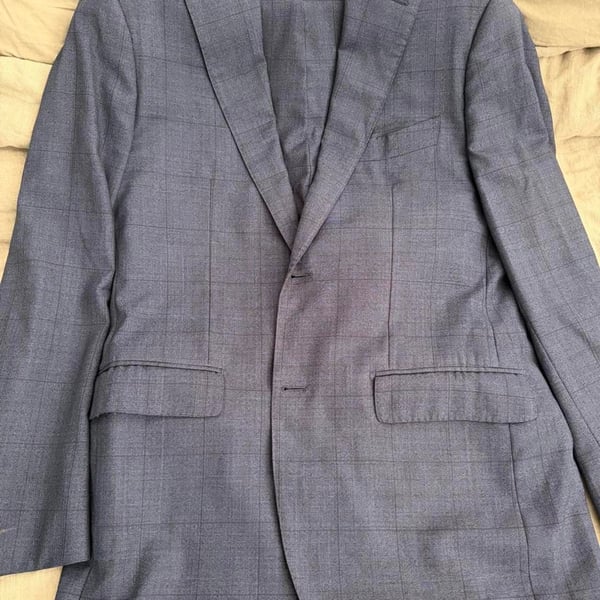 SuitSupply Lazio Blue Checkered Ariston Super 130s Wool Suit 42L