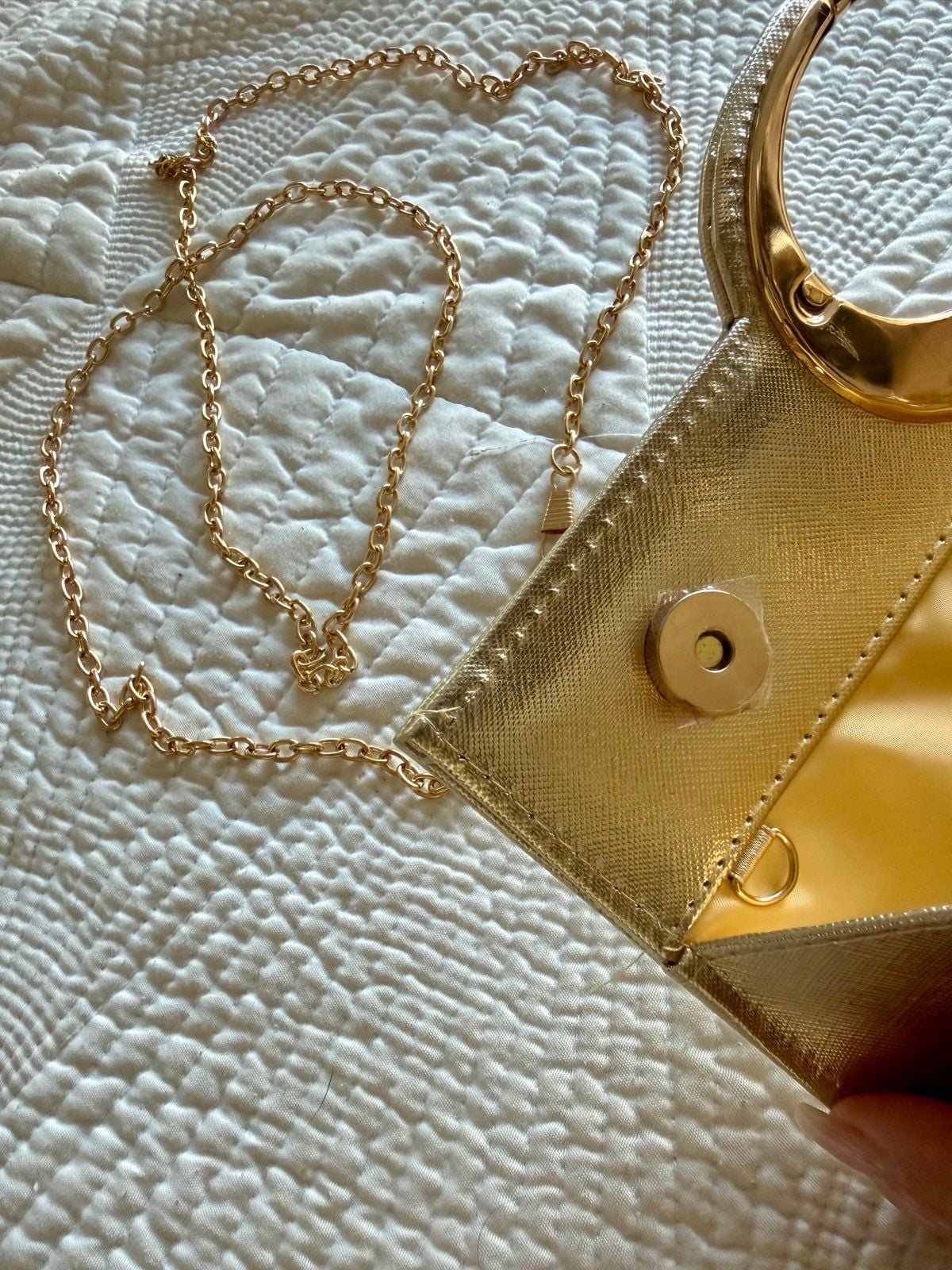 Gold Rhinestone Crystal Evening Bag Clutch with Chain Strap 5
