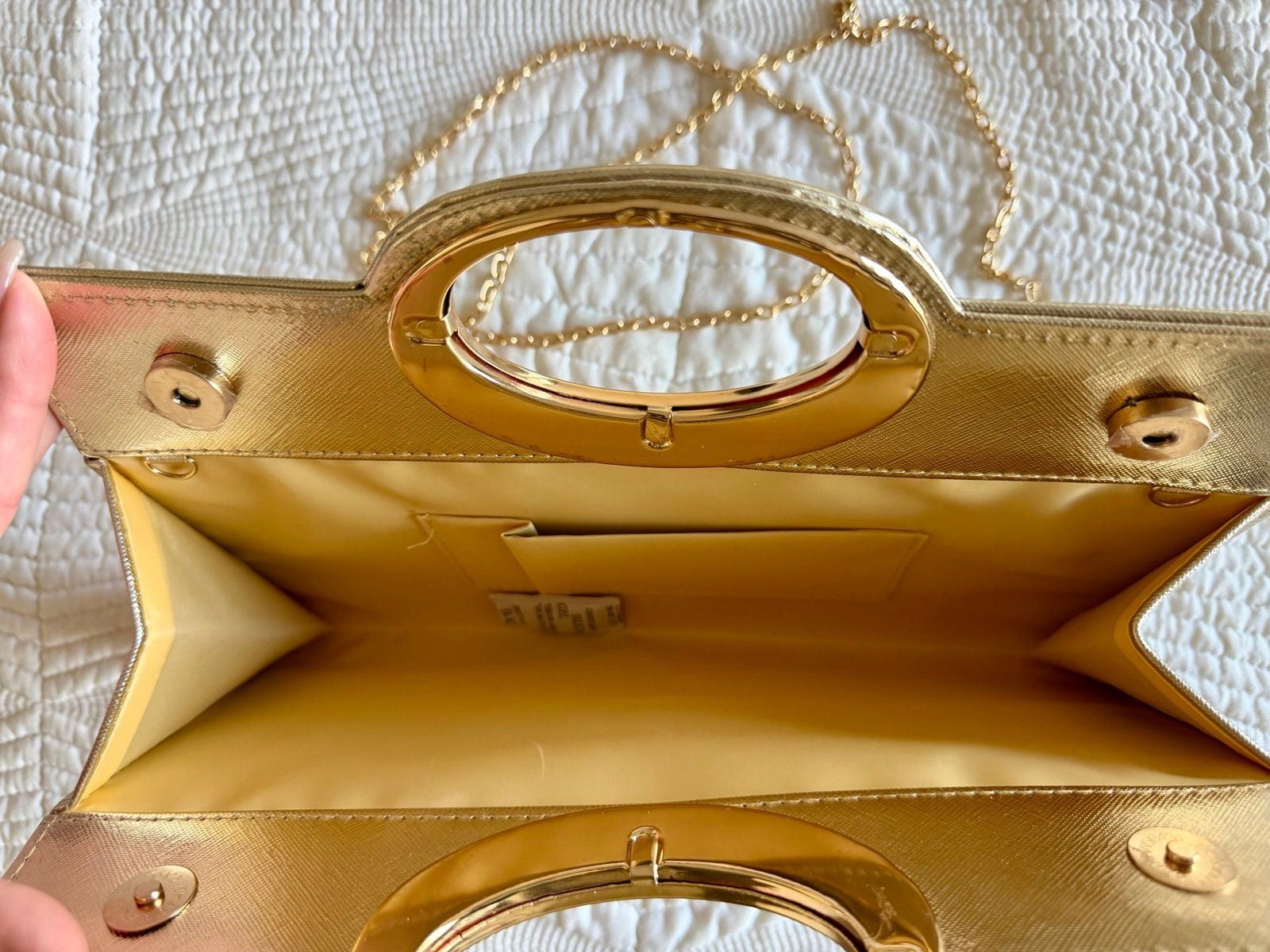 Gold Rhinestone Crystal Evening Bag Clutch with Chain Strap 6