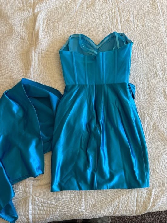 Satin Mini Dress with Sash 4
