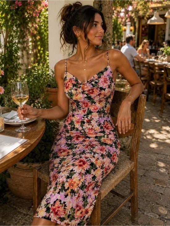 Floral Cowl Neck Midi Dress 2