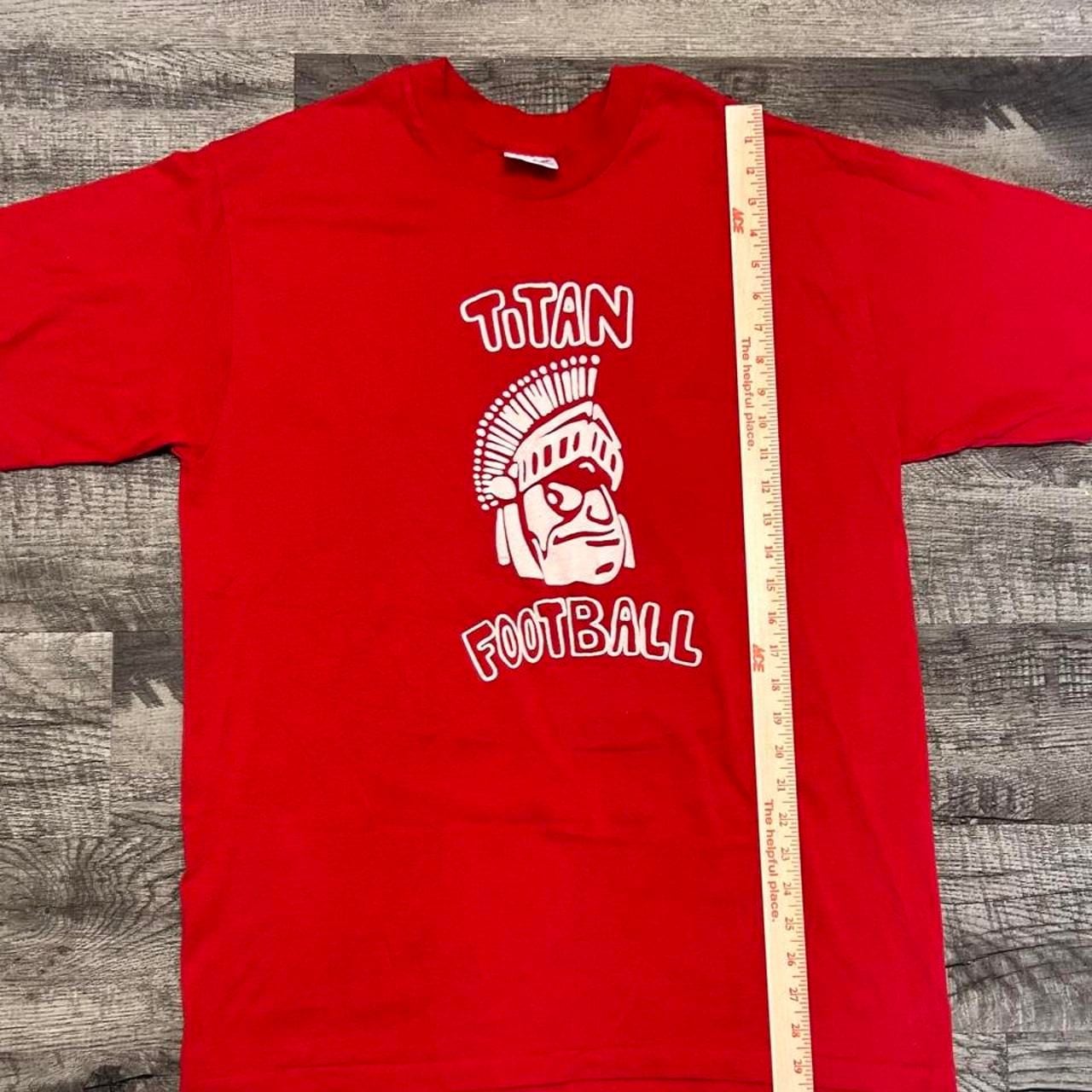 Eagle Sportswear Vintage Titan Football T-Shirt XL Red Trojan Mascot Single Stitch 7