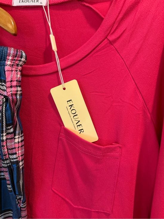 NWT Pink Plaid Pajama Set - Long Sleeve Top & Jogger Pants Sz XL 2