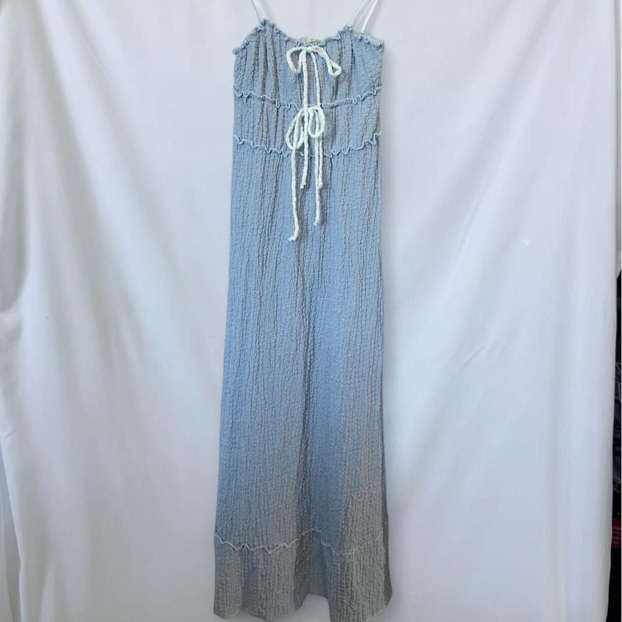 See You Monday Blue Ruffle Maxi Dress Size M 2