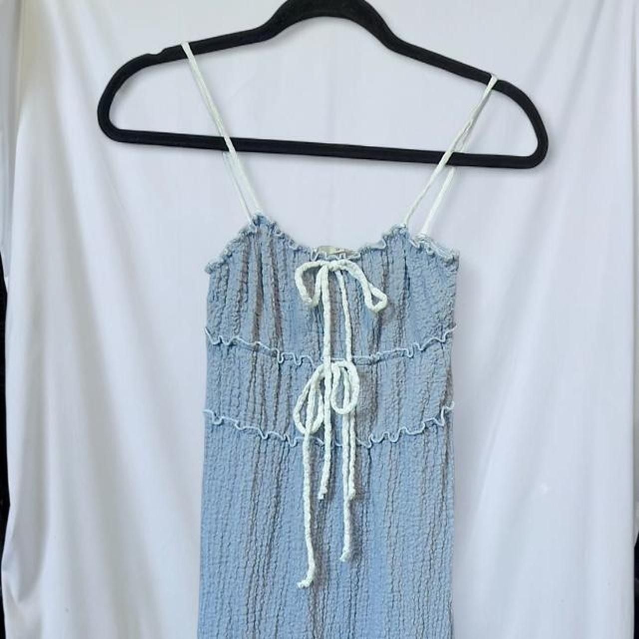 See You Monday Blue Ruffle Maxi Dress Size M 3