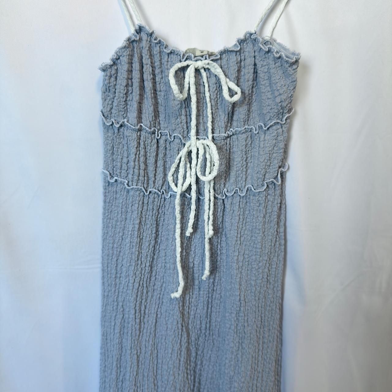 See You Monday Blue Ruffle Maxi Dress Size M 4
