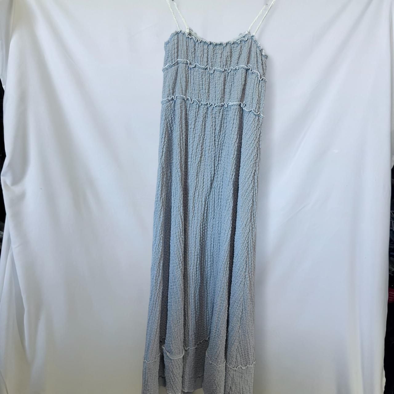 See You Monday Blue Ruffle Maxi Dress Size M 5