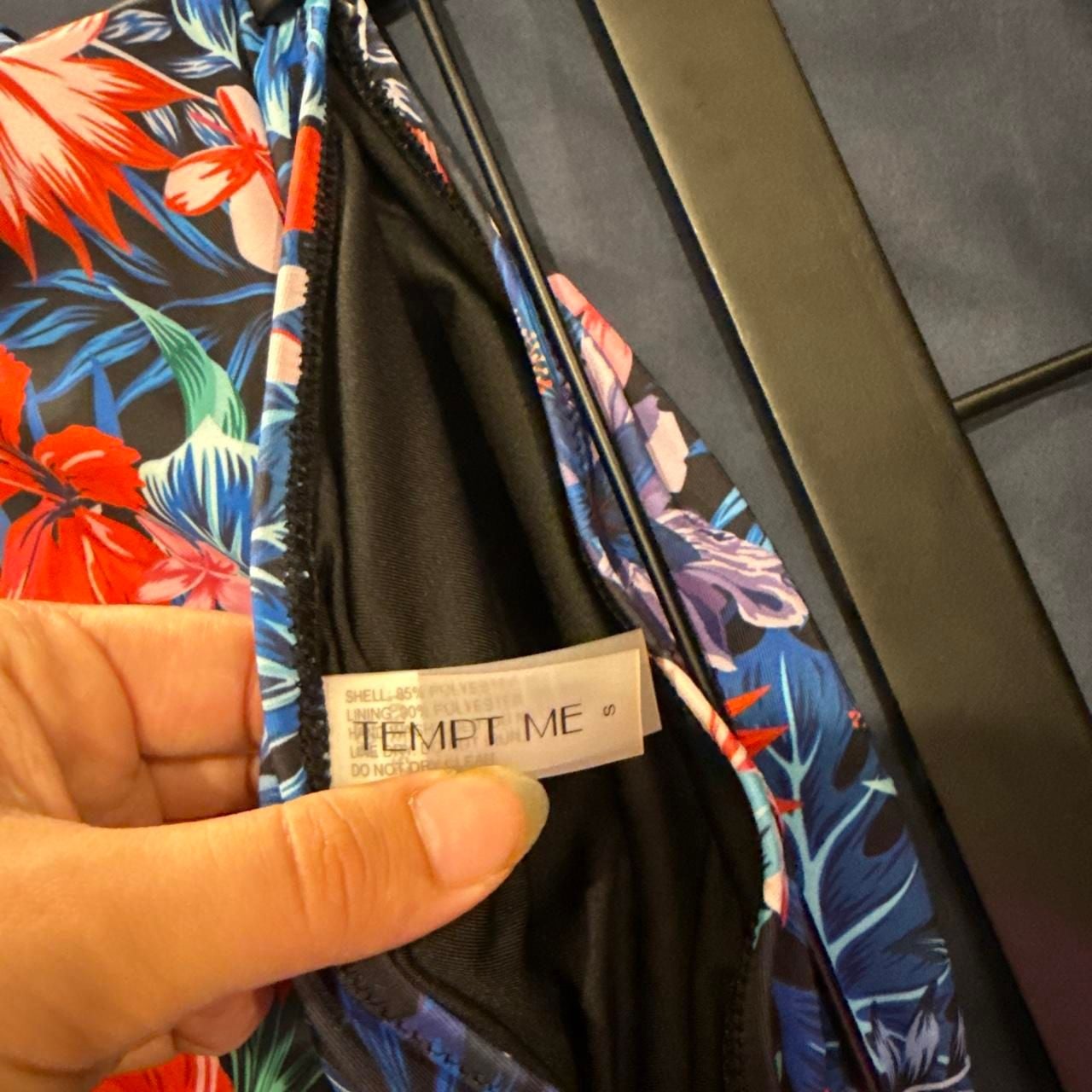 Unbranded Royal Blue and Floral High-Waisted Bikini Set 8