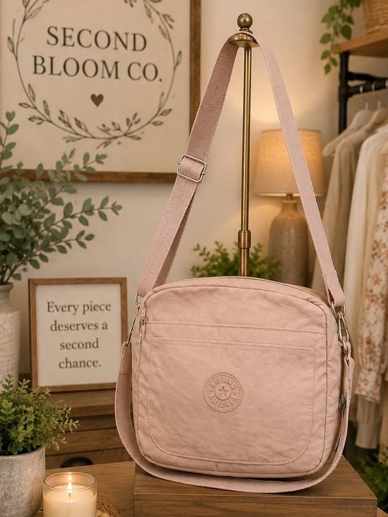 Kipling Blush Pink Nylon Crossbody Bag Lightweight Everyday Purse 2