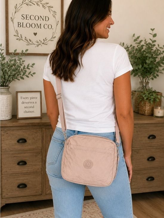 Kipling Blush Pink Nylon Crossbody Bag Lightweight Everyday Purse 4