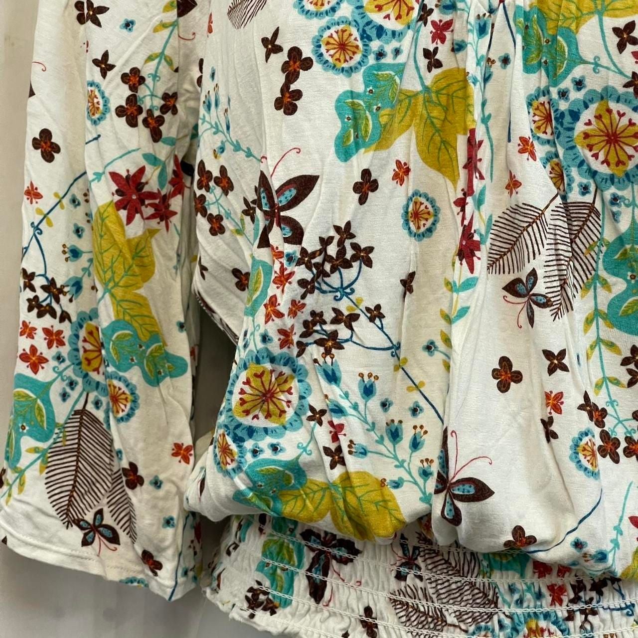 Size S Small 4-6 American Rag Off the Shoulder Crop Floral Butterfly Blouse 3