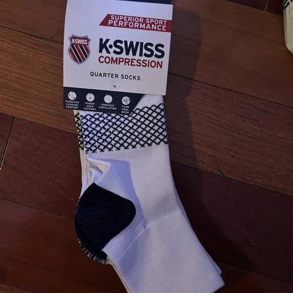 NWT K-SWISS  Quarter Compression Athletic Socks - 3 Pack Sz 10-13