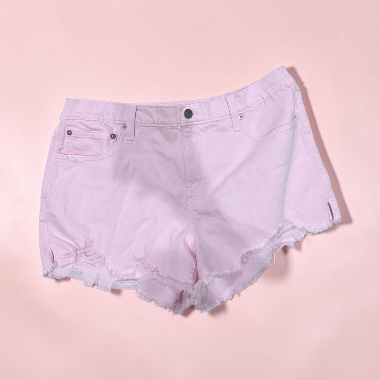 Aerie Pastel Pink Distressed Denim Shorts 2