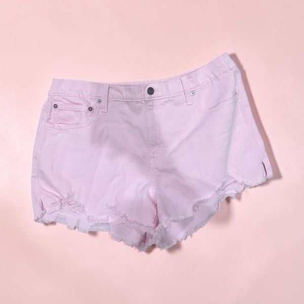 Aerie Pastel Pink Distressed Denim Shorts