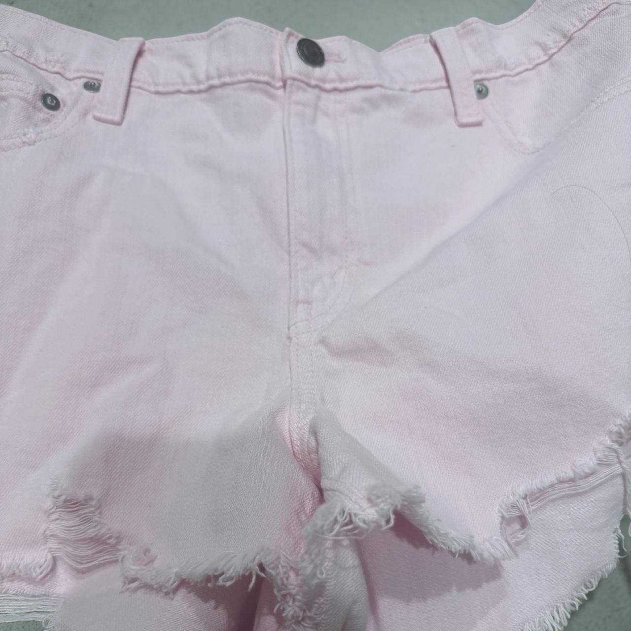 Aerie Pastel Pink Distressed Denim Shorts 3